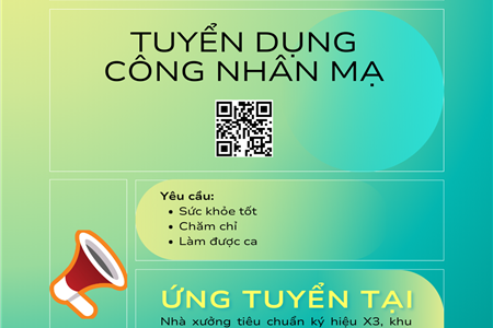 TUYỂN DỤNG CÔNG NHÂN MẠ
